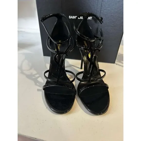 NWT Saint Laurent Cassandra 100 YSL Patent Leather Sandals Size 39.5/US 9.;5 - Picture 4 of 10